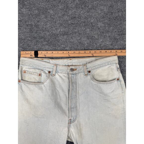 Vintage Levi’s 501 USA Made Light Wash Denim Shorts 38x12 Button Fly 90s - Picture 6 of 16